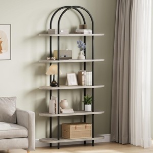 71" Arched Bookshelf 5 Tier Bookcase Open Bookshelf Plant Stand with Metal Frame Freestanding Display Rack for Bedroom Living Room - 1 of 4
