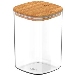 OU Airtight Food Storage Container 4.2cup, Clear Plastic Food Storage Container with Leak Proof Bamboo Lid, Stackable Kitchen Pantry Organizer - 1 of 4