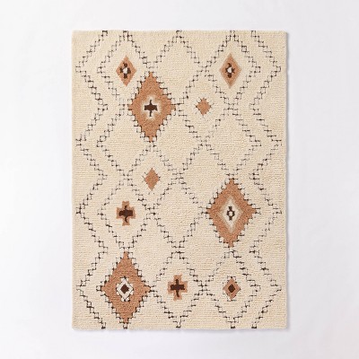 Diamond Embossed Tasseled Woven Bath Rug White - Threshold™