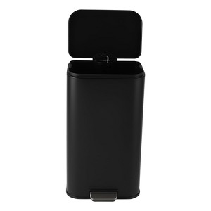 EcoSummer 13.2 Gal Stainless Steel Trash Can, Fingerprint-Proof, Soft-Close Lid, Foot Pedal, Removable Inner Bucket, Black. - 1 of 4