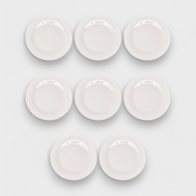 Orly Maison 8-Piece Dinner Plate Set - White Modern Stoneware Plates - 10.5"