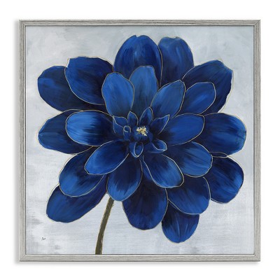 Stupell Industries Modern Deep Blue Floral Carnation, 24" x 24"