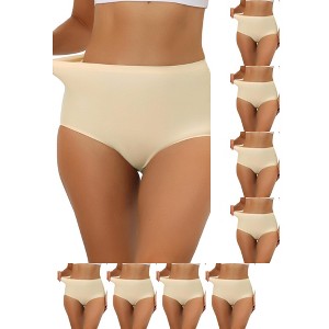 INSPIRE CHIC Women's Elastic High-Waisted Unlined Breathable No-Show Hipster Underwear 9 Packs - 1 of 4