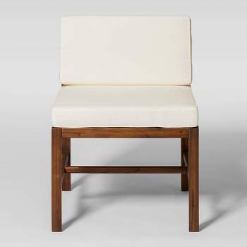 Modular Acacia Wood Armless Patio Chair with Cushion - Dark Brown - Saracina Home