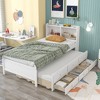 Full/Twin Size Platform Bed with Bookcase Headboard, Twin Size Trundle Bed and Drawers-ModernLuxe - 2 of 4