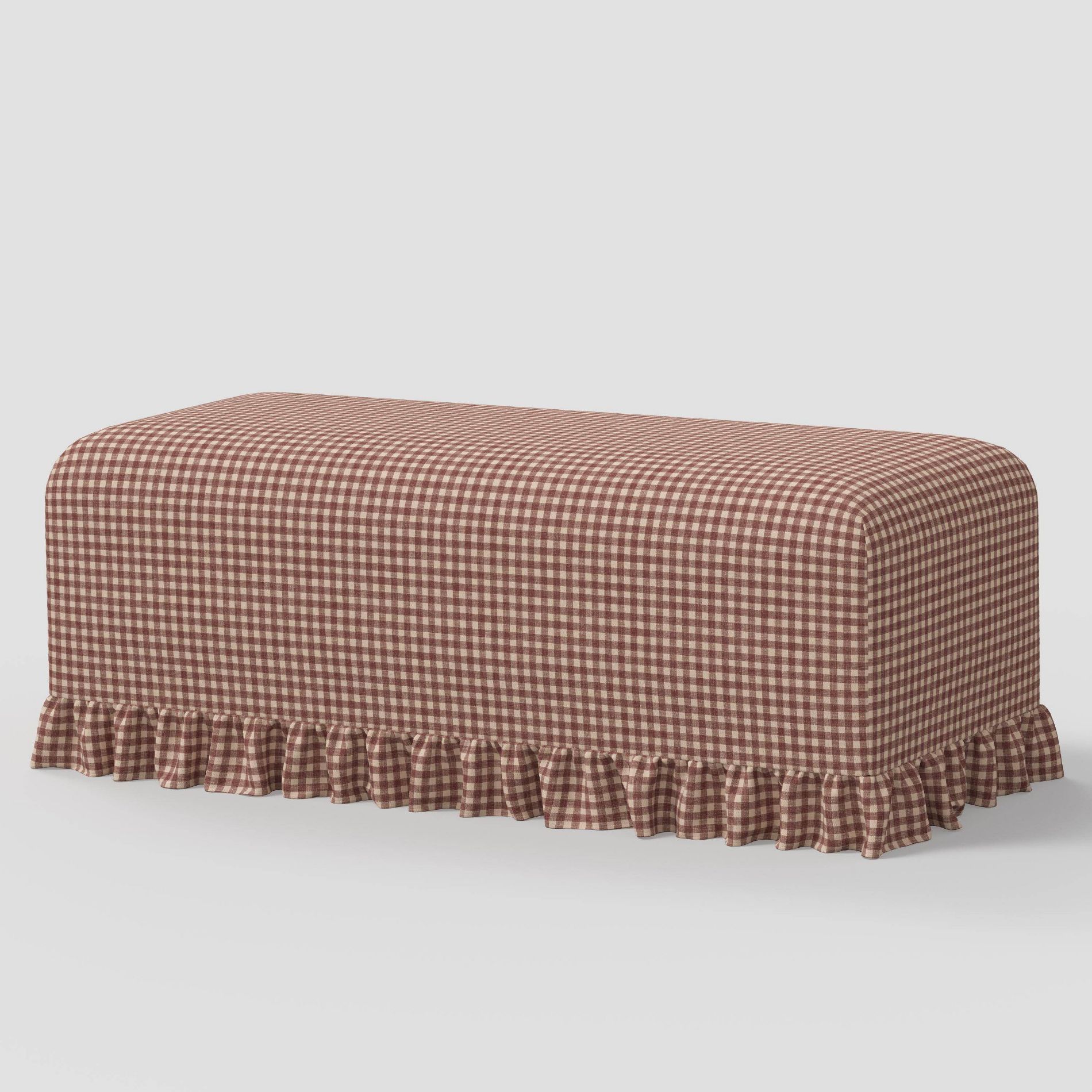 Ruffle Slipcover Dining Bench in Whitaker Gingham Berry - Threshold™ designed with Studio McGee