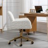 Office Chair Faux Fur Upholstered Adjustable Swivel Chair with Armrests for Home Office or Vanity-3irtyhousy - 3 of 4