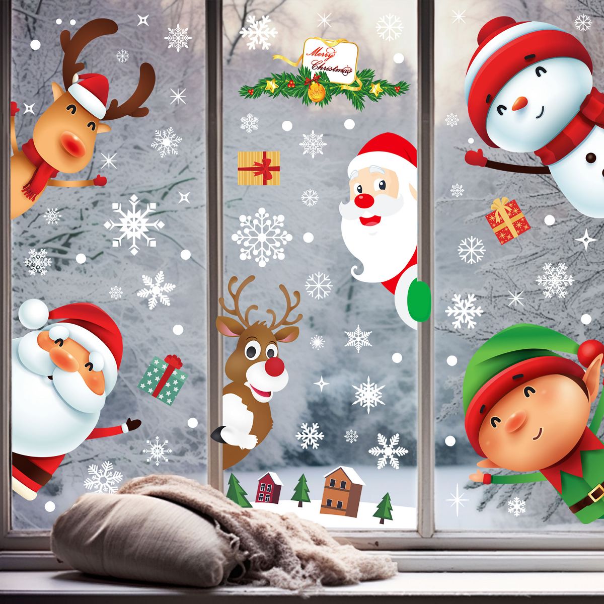 Unique Bargains Window Films Christmas Collection Stickers 1 Piece Polyvinyl Chloride Colorful 11.4"x8.3" 1Set - thumbnail 6