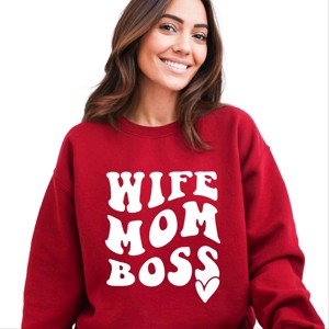 Simply Sage Market Wife Mom Boss Wavy Heart Sweatshirt - 1 of 4