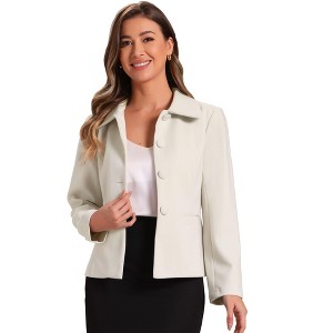 INSPIRE CHIC Women's Work Office Contrast Collar Single Breasted Winter Coat - 1 of 4