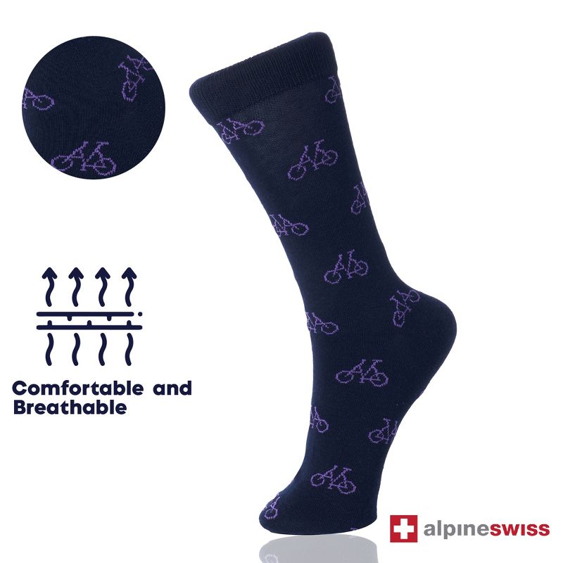 Alpine Swiss Mens Cotton 6 Pack Dress Socks Solid Ribbed Argyle Shoe Size 6-12, 3 of 8