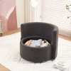 Teddy Fabric Swivel And Storage Chair With Back Cushion For Living Room,Ivory - 2 of 4