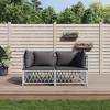 vidaXL 2 Piece Patio Lounge Set with Cushions White Steel - 2x Corner - 2 of 4
