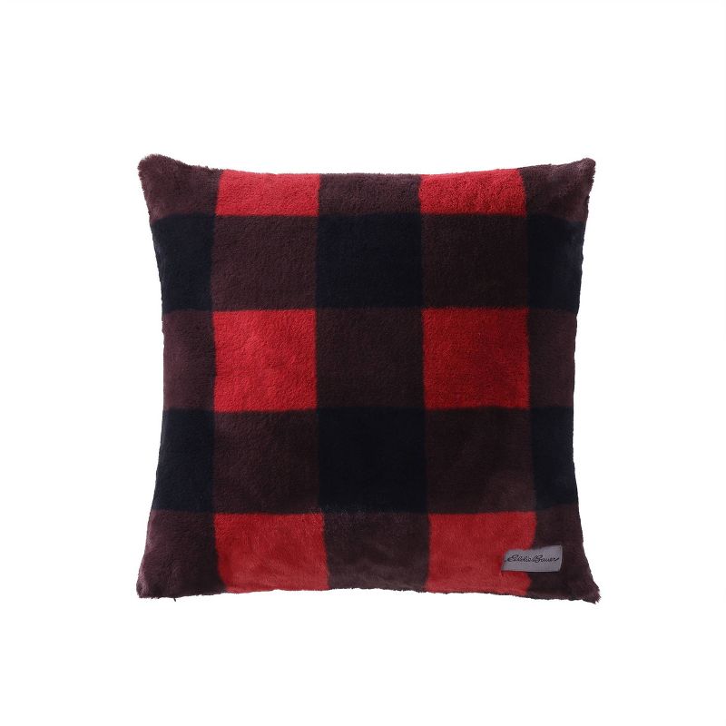 20&#34;x20&#34; Oversize Cabin Plaid Square Throw Pillow with 50&#34;x60&#34; Cabin Plaid Throw Blanket Set Red/Black - Eddie Bauer, 3 of 9
