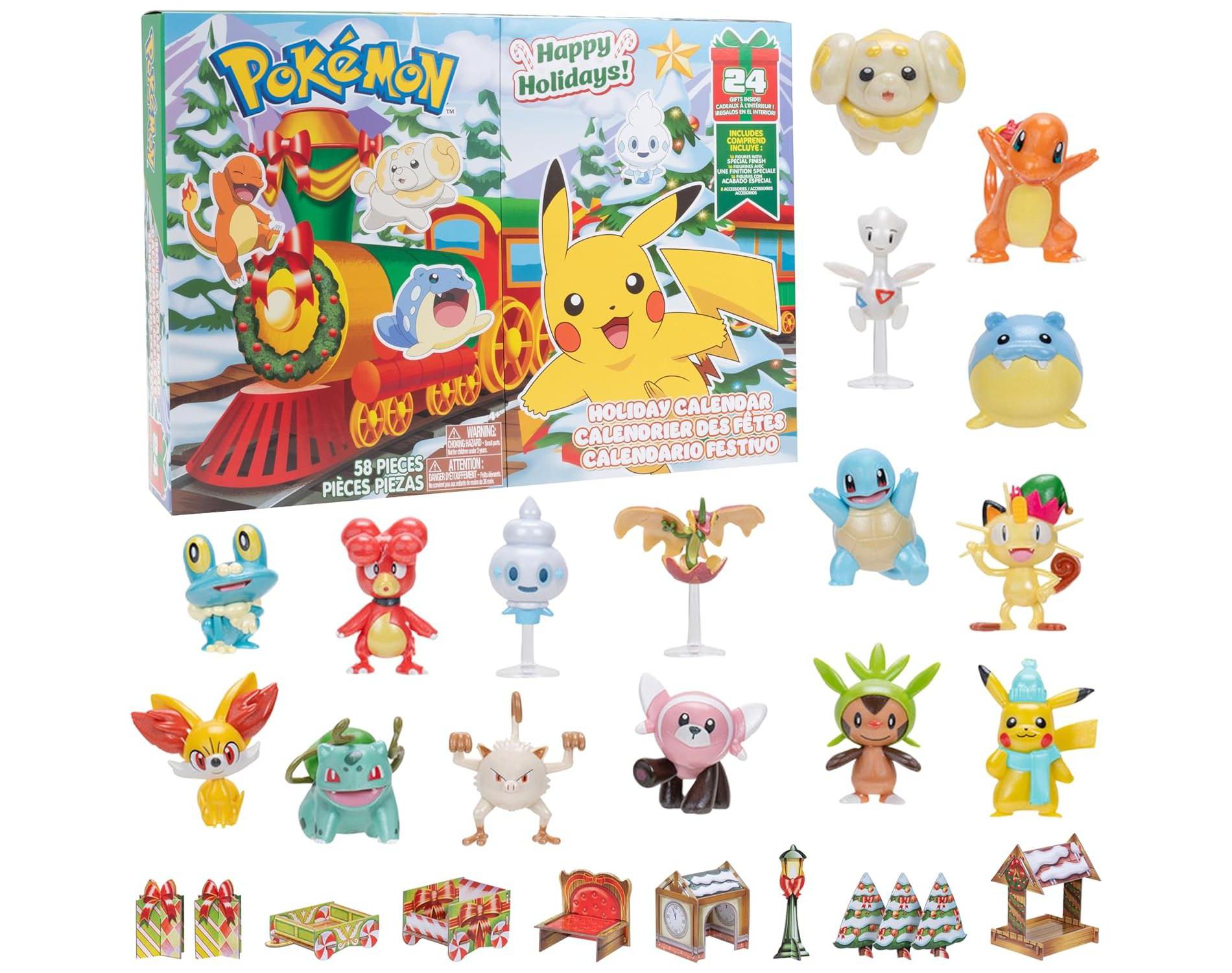 Pokémon 2024 Holiday Advent Calendar with 24 Gifts - Christmas Playset for Kids - 16 Toy Figures & 8 Christmas Accessories