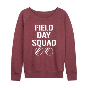 Women's - Instant Message - Field Day Squad Lightweight French Terry Wide Neck Long Sleeve Graphic Shirt - 1 of 4