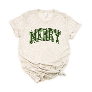 Simply Sage Market Merry Varsity Thick Outline Short Sleeve Tee - 1 of 4