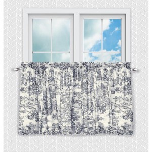 Ellis Curtain Victoria Park Toile Room Darkening Window Rod Pocket Pair Set With 2 Tiers - 2-Piece - 68x24" - 1 of 4