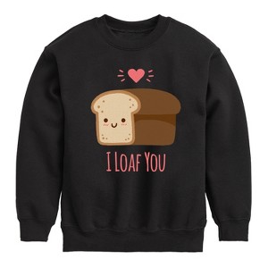 Boys' - Instant Message - Valentine's Day I Loaf You Bread Graphic Long Sleeve Fleece Sweatshirt - 1 of 4