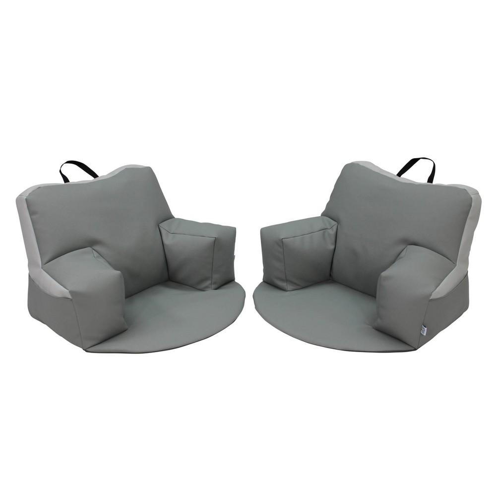 Factory Direct Partners 2pk SoftScape Relax and Read Kids' Bean Bags Plus Gray/Light Gray: Upholstered Kids Seating, Indoor Use