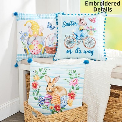 The Lakeside Collection Easter Bunny Embroidered Decorative Pillows