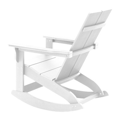 Modern White Polyresin Adirondack Rocking Chair with UV Protection