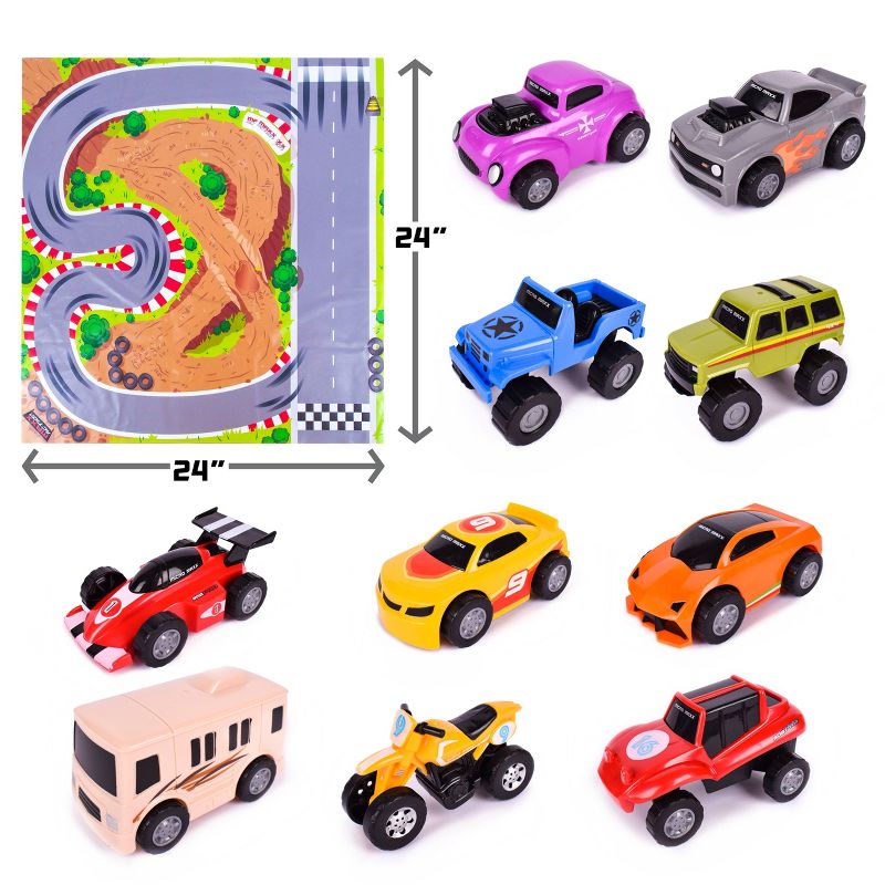 Maxx Action Mini Race and Off Road Vehicles w/ Play Mat &#8211; 10pk, 3 of 8