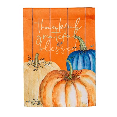 Evergreen Thankful, Grateful, and Blessed Suedes Garden Flag 12 x 18 Inches Indoor Outdoor Decor