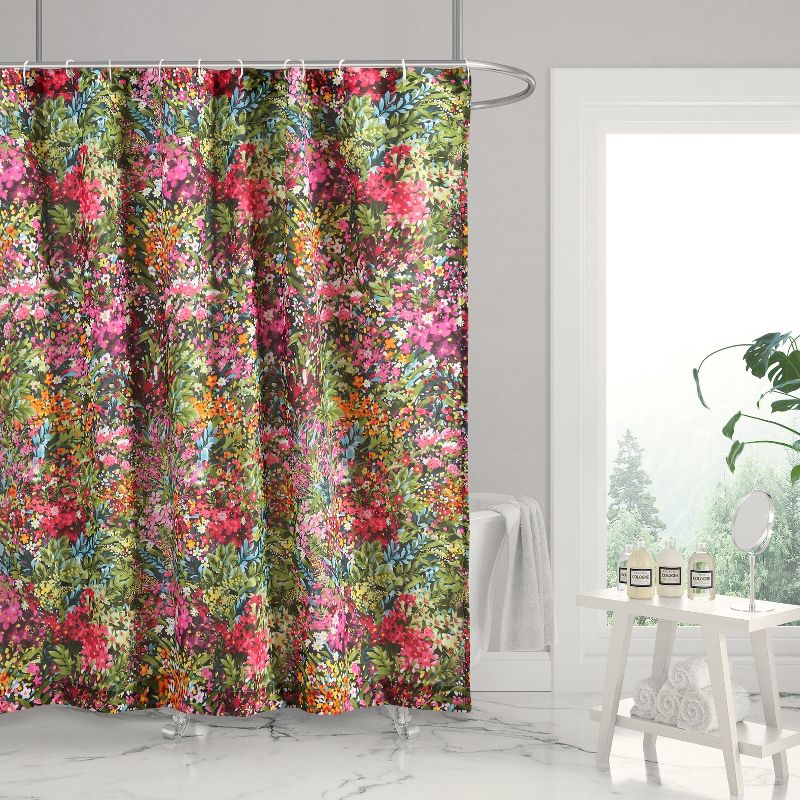 Basel Floral Lined Shower Curtain with Grommets  - Levtex Home, 2 of 5