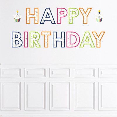Big Dot of Happiness Cheerful Happy Birthday - Peel and Stick Colorful Birthday Party Large Banner Wall Decals - Happy Birthday