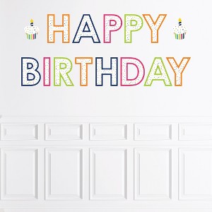 Big Dot of Happiness Cheerful Happy Birthday - Peel and Stick Colorful Birthday Party Large Banner Wall Decals - Happy Birthday - 1 of 4