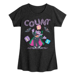 Girls' - Sesame Street - Count Von Count- Girls Fitted Short Sleeve Graphic T-Shirt Fitted Short Sleeve Graphic T-Shirt - 1 of 4