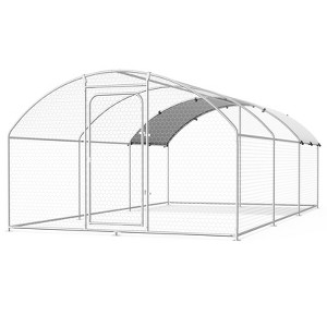 XBRIGH Large Metal Chicken Coop Walk-in Poultry Cage Chicken Run Pen Duck House with Waterproof and Anti-Ultraviolet for Outdoor Farm Use Spire Roof - 1 of 4