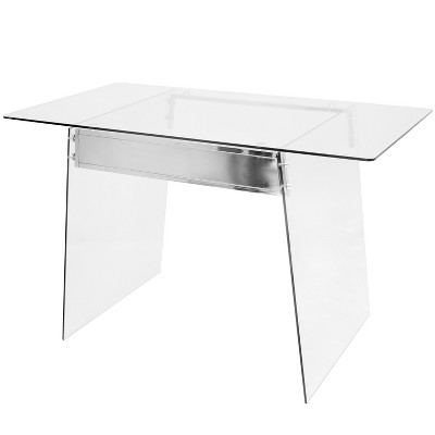 Glacier Contemporary 47'' Clear Tempered Glass Home Office Desk