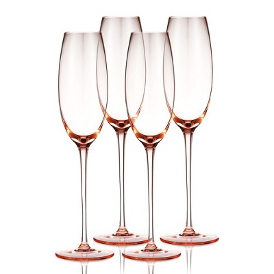 Berkware Tall Champagne Flutes with Gold Tone Rim - 8.1oz (Set of 4)