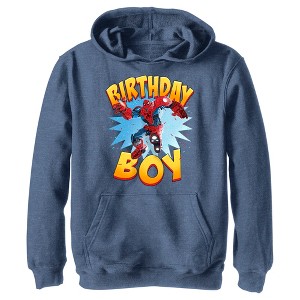 Boy's Marvel Mech Suit Spider-Man Birthday Pull Over Hoodie - 1 of 4