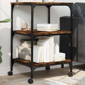 vidaXL Printer Stand 3-Tier Smoked Oak 19.7"x16.1"x29.5" Engineered Wood - 1 of 4