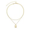 Adornia 14k Gold Plated Pave Tag Pendant and Herringbone Chain Necklace Set - 3 of 3