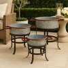 Royal Hampton 3 Piece Round Metal Galvanized Tub with Iron Stand Planter Set, 21, 18, and 16 Inch - 4 of 4