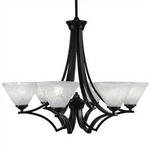 Toltec Lighting Zilo 6 - Light Chandelier in  Matte Black with 7" Gold Ice Shade - 1 of 1