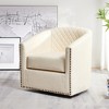 KINWELL 29" Wide Tufted PU Leather Swivel Barrel Chair - 4 of 4