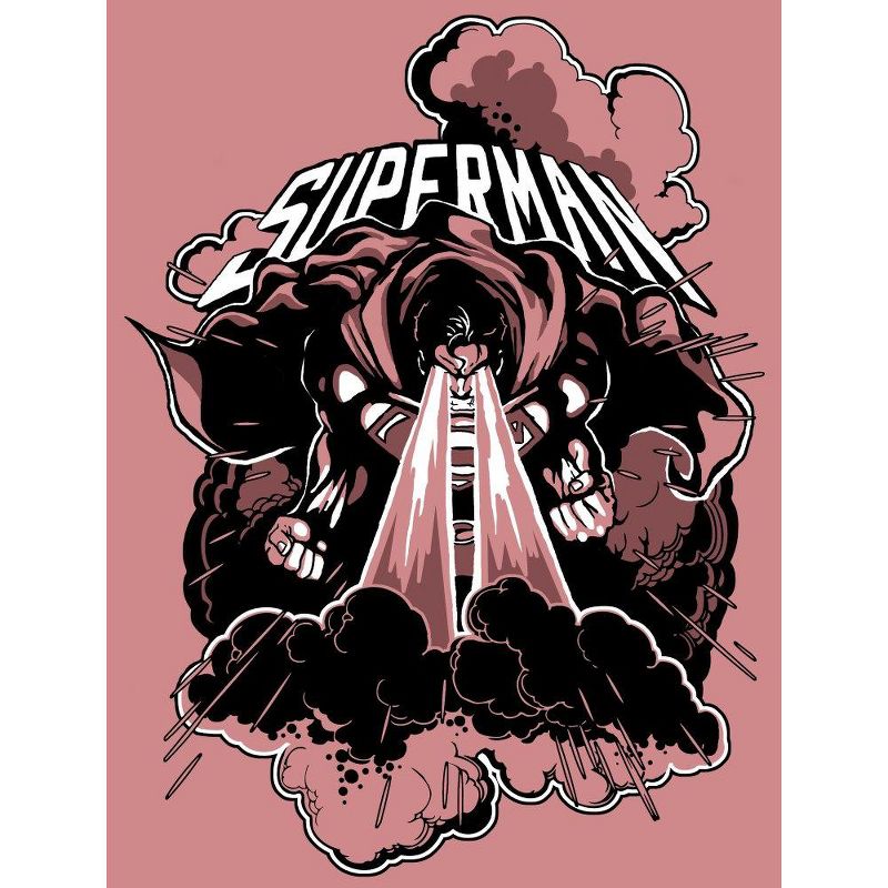 Superman Characters in Clouds Men's Neon Pink T-shirt, 2 of 3