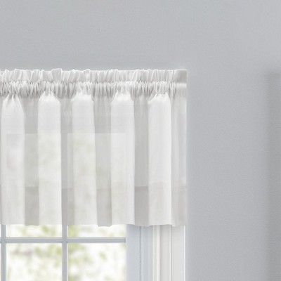 White Shadow Stripe Rod Pocket Tailored Valance 82" x 12"