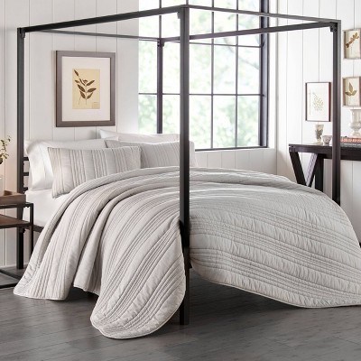 Horseshoe Gray Full/Queen Reversible Cotton Quilt Set