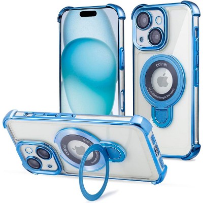 Entronix [Magnetic] Case Compatible with iPhone 15 - [Clear Back] Luxury Glossy Gripstand