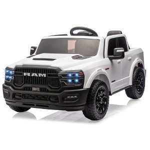 2 Seater Kids Electric Car, Licensed RAM 2500 24V Ride On Truck w/Remote, Bluetooth, 3 Speeds, LED, Suspension, Trunk - 1 of 4