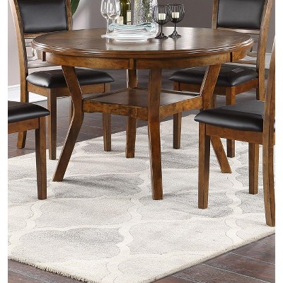 NicBex 47Inch Mid-Century Round Dining Table with Rubber Wood MDF Tabletop and Shelve