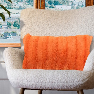 Rust Faux Fur Decorative Throw Pillow Cover 12" x 20"