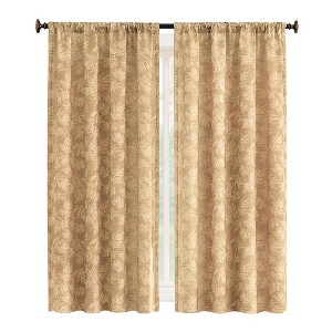 Collections Etc Elegant Leaf Embroidered Rod Pocket Top Curtain Panel - 1 of 3