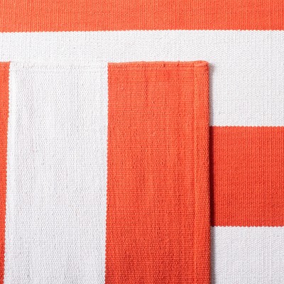 Montauk Rust and Ivory Striped 5' x 8' Wool Cotton Area Rug